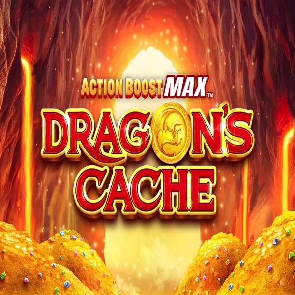 Official Slots logo: Action Boost Max Dragon's Cache by SpinPlay Games at Rollxo Casino